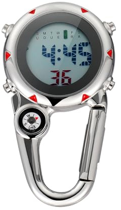 YARNOW Pocket Watch with Alarm and Compass, Stopwatch, Clip on Watch for Climbing Hiking Backpacking