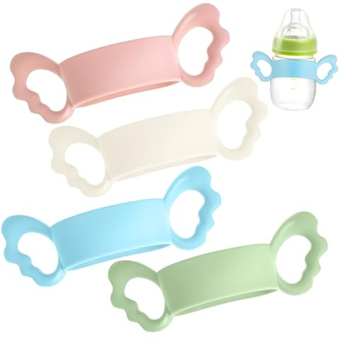 4 Stück Babyflaschengriffe aus Silikon für Babyflaschen | Praktische Tragegriffe, für Milch und Stillflaschen, Fördert Selbstständiges Halten