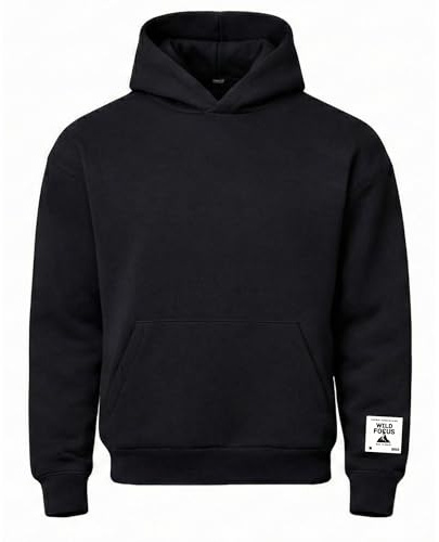 WildFocus Baumwolle Hoodie, stylischer Hoodie, Pullover Kapuzenpullover, kuscheliger Hoodie, Hoody Unisex (DE/NL/SE/PL, Alphanumerisch, XL, XXL, Regular, Regular, schwarz)