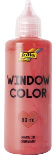 folia 4320 - Window Color Rot, 80 ml, Fensterfarbe für Kinder, ablösbare Fenstermalfarbe, geeignet für Glas, Porzellan, Fliesen und Spiegel