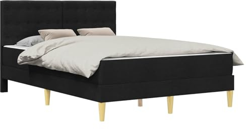 vidaXL Bettgestell mit Matratze Schwarz 160 x 200 cm Stoff, Moderner rechteckiger Bettrahmen, langlebige Schlafzimmermöbel, platzsparende Schlaflösung, komfortable Matratzenbasis für Zuhause