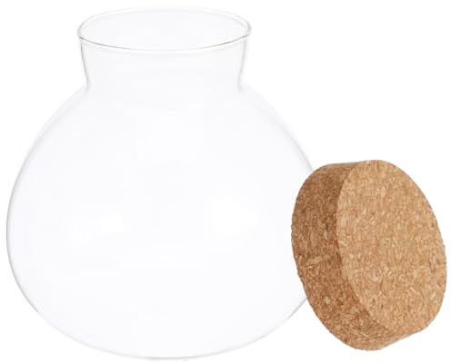 Bouteille de Plante Ronde en Verre Bouchon de Liège pour Micro Paysage | Vase Terrarium, Bocal en Verre, Style Moderne et Élégant, DIY, la Cuisine
