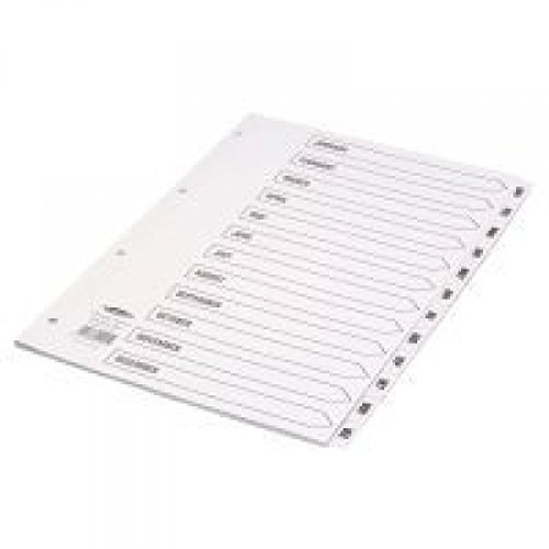 Concord Classic Index Mylar-reinforced Punched 4 Holes Jan-Dec A4 White Ref 02201/CS22