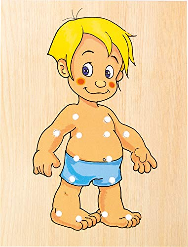 WOODY Hape International Fädelspiel - Junge mit Kleidung, 90018