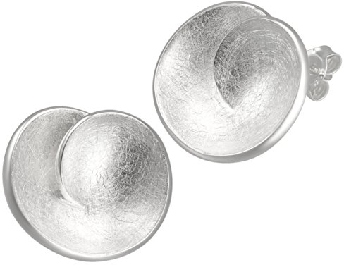 Vinani Ohrstecker Kreis Design gebürstet glänzend Sterling Silber 925 Ohrringe OBBG