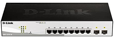 D-Link DGS-1210-10/ESwitch Smart+ 8 Ports Gigabit + 2 Ports SFPF - Cordon d'alimentation UE Uniquement DGS-1210-10/E Noir/Gris