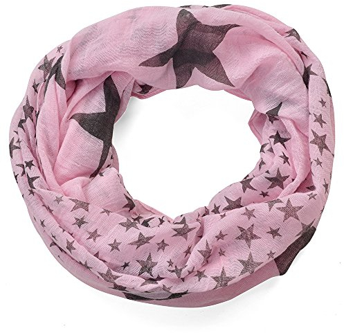 Miobo Leichter breiter Stern Loopschal Snood Schlauchschal Rundschal in vielen schönen Farben (One Size, Rosa)