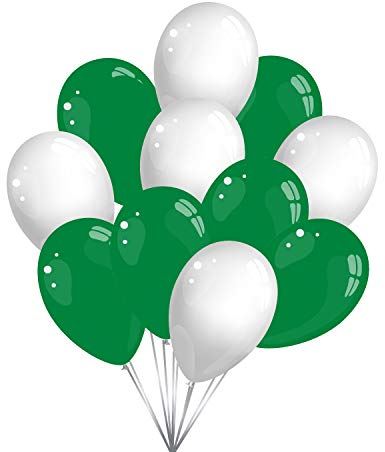 Premium Luftballons in Grün Weiß - Made in DE - 100% Naturlatex & 100% biologisch abbaubar - 50 Stück - Geburtstag Party Karneval - für Helium geeignet - twist4®
