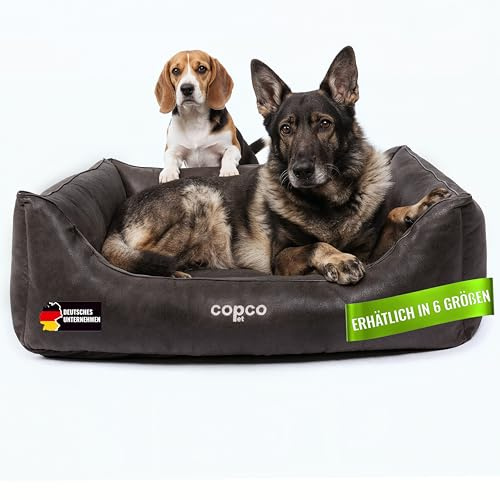 Orthopädisches Hundebett mittelgroße Hunde【waschbar & rutschfest】Hundekorb L Kunstleder in Wildlederoptik, gelenkschonendes Hundekissen für drinnen, pflegeleichtes Hundesofa, dog bed Schwarz 90 x 70cm