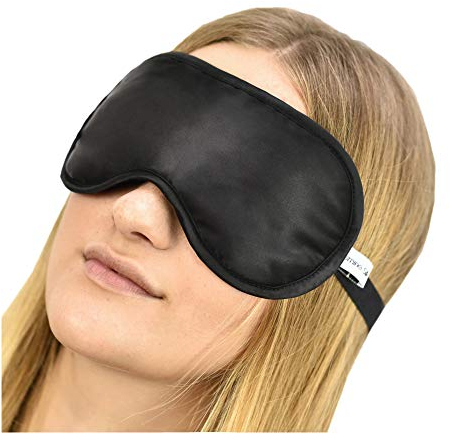 Jasmine Silk Luxus 100% Seide Schlafmaske Augenmaske Reisen Silk eye mask - Schwarz