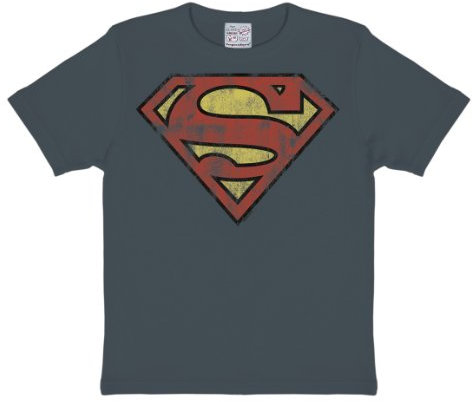 Logoshirt® DC Comics I Superman I Logo I T-Shirt Print I Kinder I Mädchen & Jungen I kurzärmlig I blau-grau I Lizenziertes Originaldesign I Größe 140/152