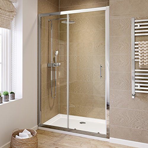 iBathUK 1100mm Modern Sliding 6mm Glass Shower Enclosure Reversible Cubicle Door