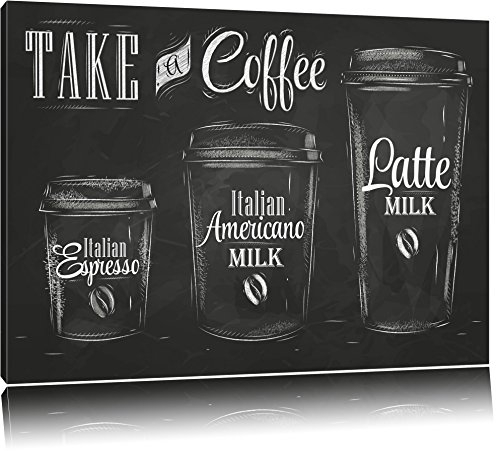 Pixxprint Take a Coffee Kaffee Speziale, Größe: 80x60cm, Leinwandbild, fertig gespannt, Wandbild, Dekoration, Kunstdruck, kein Poster