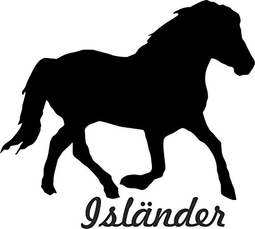 Werbetechnik Sotirios Papoutsis 2X Auto Aufkleber ISLÄNDER Pferd 2X Car Sticker Konturgeschnitten (ca. 11x10 cm) (Schwarz)
