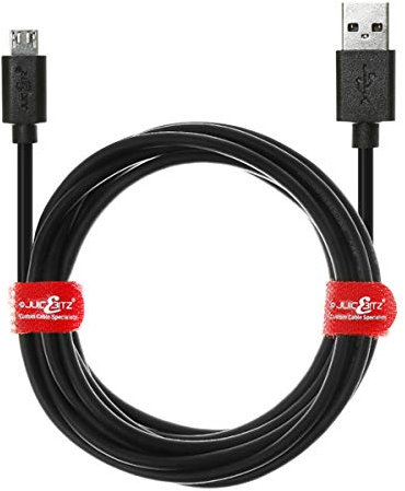 JuicEBitz 3m/10ft FAST 2.4A Micro USB Charger Cable compatible with Android Phones & Tablets: Samsung Galaxy A10 S7 S6 S5 Tab S2 TabA/LG W30 K50 / Cubot/HTC/Sony Xperia (Black)