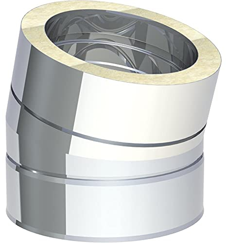 Edelstahl Schornstein Doppelwandig - Winkel 15° starr - (Ø 150 mm)