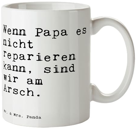 Mr. & Mrs. Panda Tasse Wenn Papa es nicht... - Geschenk, Spruch Sprüche Weisheiten Zitate Lustig Weisheit Worte, Sprüche, Kaffeetassen, Männer,