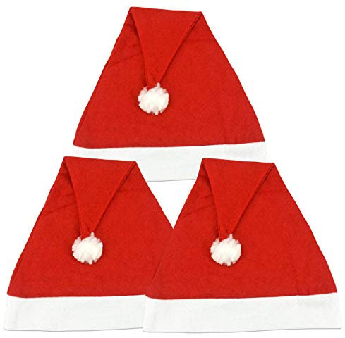 Ciffre 3 Stück im Set Weihnachtsmütze Nikolausmütze Winter Mütze Mützen Nikolaus Santa Rot
