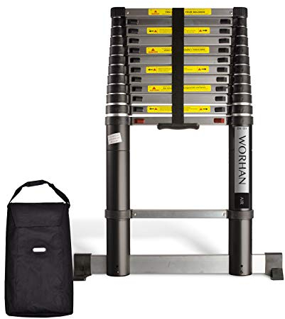 WORHAN® 3.8m Luftabsenkungstechnologie. TELESKOPLEITER ALULEITER ANLEGELEITER ALULEITER ALU TELESKOP Leiter MULTIFUNKTIONS Leiter 380cm 1K3.8Air+Bag