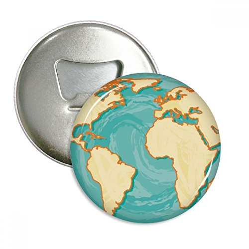 DIYthinker Erde Blue Ocean gelbe Welt Runde Flaschenöffner Kühlschrank Magnet Pins Abzeichen-Knopf-Geschenk 3pcs Silber