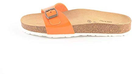 Le Clare Pretty Tinta Unita - Ciabatta Estiva Uomo con Plantare in Sughero anatomico - Colore Arancio Taglia 39