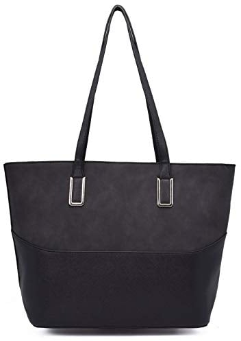 CRAZYCHIC - Damen Große Shopper Tote Handtasche - Frau Schultertasche PU Leder - Große Kapazität Shopping Bag - Lange Henkel Henkeltasche - Elegante Tragetasche - Arbeit Schule Mode - Schwarz