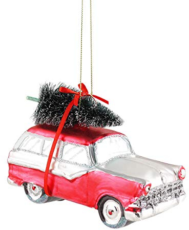 440s Gift Company Hänger Auto mit Weihnachtsbaum, rot-weiß | GC-12160 | 4030195666718