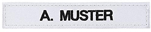 PACOTEX Namensschild bestickt mit eigenem Namen personalisiert Stickschild in vielen Größen und Farben mit Klett (120x20mm, weiß)