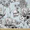 ABAKUHAUS Shabby Chic Stoff als Meterware, Teich-Wasser-Blumen, Microfaser Multi Zweck Dekostoff für Kunsthandwerke, 3M (230x300cm), Babyblau Weiß Schwarz