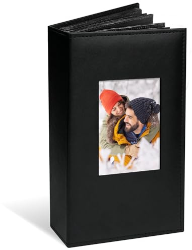 Vienrose 6x4 Slip In Photo Album Holds 300 Photos Leather Black | Display window, Acid free pages, Large capacity, Wedding Family Baby Travel, Gift ready