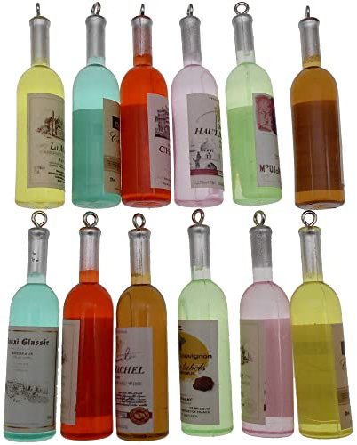 WAY DENG 10 pcs Multi-Colors Mini Resin Wine Bottles Charms Bulk Earrings Dangles Necklaces Pendants Keychains Craft Findings DIY Jewelry Making Accessories 52x11x11mm, Resin, resin