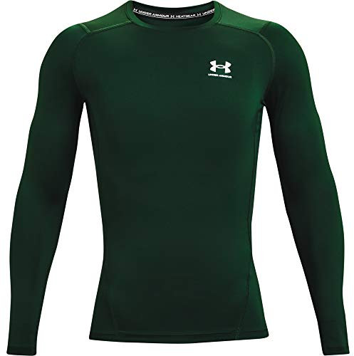 Under Armour Men's HeatGear Compression Long-Sleeve T-Shirt, Forest Green (301)/White, XL