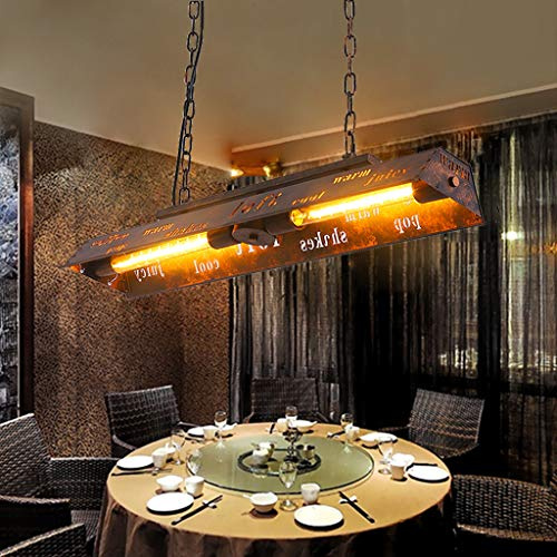 Schmiedeeisen Pendellampe Retro Eisenkunst Industriellen Stil Metall Hängeleuchte Vintage Kreative Brief Pendelleuchte E27 Höhenverstellbare Hängelampe Esszimmer Wohnzimmer Bar Café Küche Kronleuchter