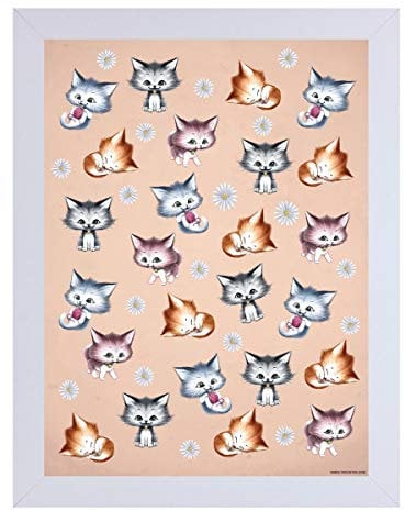 Grindstore Kitsch Kittens White Wooden Mini-Poster gerahmt 35 x 45 cm