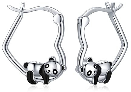 Panda Ohrringe für Mädchen 925 Sterling Silber Mädchen Creolen Ohrring Hypoallergen Huggie Knorpel Ohrring süße Tier Ohrringe für Damen Mädchen Tochter Panda Liebhaber