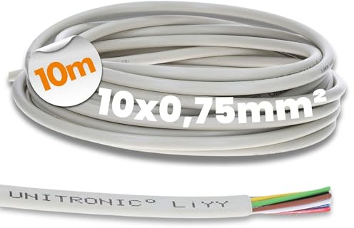 10 Meter Lapp 0028610 UNITRONIC LiYY PVC-Datenleitung 10x0,75 mm² I Signalleitung I Klingelkabel I Verlängerung LED Kabel 10-adrig