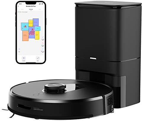 360 S8 Plus Saug- & Wischroboter mit Auto-Entleerungsstation (2700Pa Saugleistung, bis zu 180min Akkulaufzeit, 350ml Staub/300ml Wasserbehälter, Steuerbar per App/Sprachassistenten), Black (Schwarz)