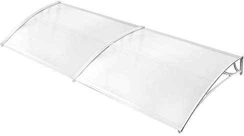 UISEBRT Auvent pour porte d'entrée - Auvent de porte d'entrée - En polycarbonate - Toit de porte transparent - 5 mm d'épaisseur - Pour garage, fenêtre, maison, balcon (300 x 100 cm, blanc)
