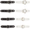 FINGERINSPIRE 8 Sets 2 Stile Leder zum Annähen Knebelverschlüsse Schwarz und Weiß Druckknopf zum Annähen Dufflecoat-Schnalle Rechteck und Stern Metall-Lederverschluss Verschlüsse für Frackjacke