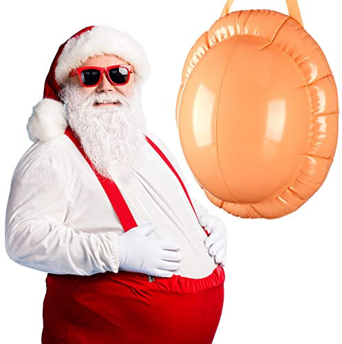Ventre Gonflable de Noël Gros Ventre de Père Noël avec Sangle Attachée Faux Ventre de Femme Enceinte de Noël Accessoires de Costume de Père Noël pour Décorations et accessoires de fêtes Halloween