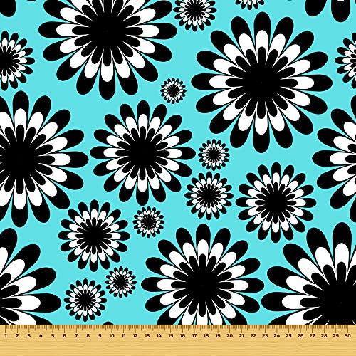 HEKO PANELS Stoff Oxford Wasserdichte Meterware CanvasPolyester Stoff Zum Nähen Nähstoffe Möbelstoffe Dekostoffe Handwerken Wasserabweisend Blickdicht Blumen Türkis 100 x 155 cm