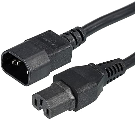 PATIKIL AC Power Cord 3 Prong C14 Male to C15 Female 1.5mm2 1.5m 4.92Ft 250V 10A PDU Extension Cable for Laptop Electronics TV Computer Printer Radio Monitor