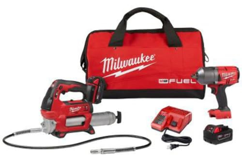 Milwaukee 2767-22GR 18V Brushless 1/2 High-Torque Impact Wrench Grease Gun Kit