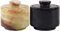MARBLOUS KRAFTS Marble Green & Black 3.5 oz Salt Cellar, Trinket Box & Condiment Pots 3 X 3 Kitchen décor for Counter Mason Salt Pepper Bowls Salt Container, Butter Holder