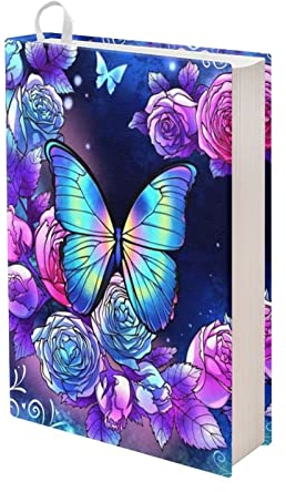 Upetstory Schmetterling Bucheinband Bibelbuchhüllen für Softcover Bücher Dehnbare Buchhülle für Taschenbuch, Hardcover, Textcover bis zu 22,9 x 28,9 cm, Rosen-Design, Muttergeschenke