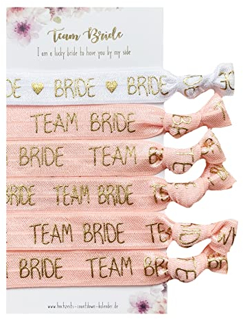 melovely Armbandset Team Bride für den Junggesellinnenabschied (6 Stück) - JGA-Armbänder für das Team der Braut, Geschenk Trauzeugin