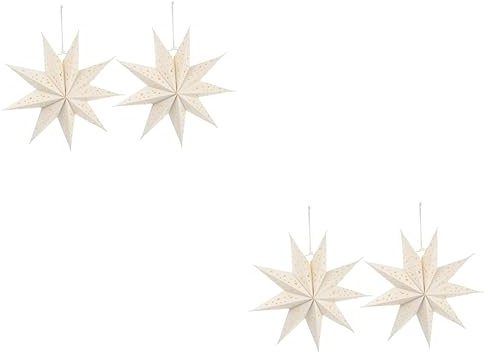 DOITOOL 4 Stück Papierlaterne Mit Neunzackigen Sternen Ersatzlampenschirm Stern Baumspitze Weihnachtliche Papierlaternen Faltbares Papier Sternenlaterne Lampenschirme Weiß Hängend Zubehör
