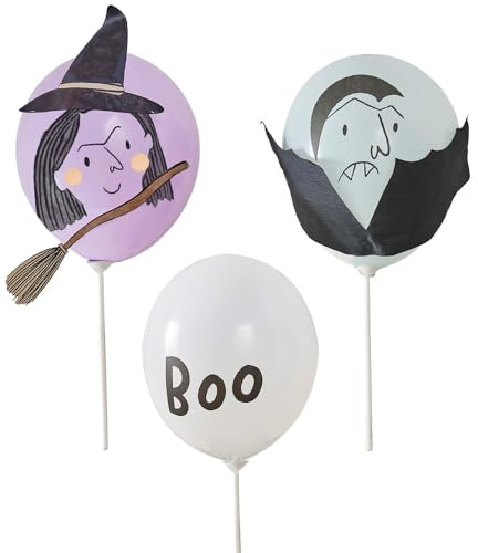 Ginger Ray Vampir & Hexe Charaktere Halloween Luftballons auf Stäben für Süßes oder Saures