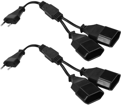 CHEVVY 2pz Cavo di Estensione Euro Plug 29CM 2 in 1 Cavo di Alimentazione Piatto Estensione 2.5A/250V Euro Plug Distributore Eco-Friendly Ritardante di Fiamma per TV Computer Monitor
