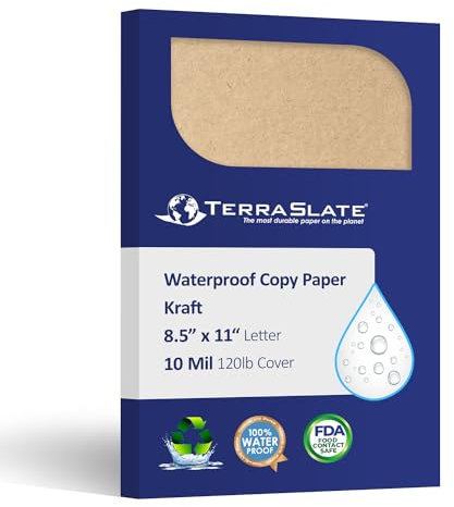 TerraSlate Wasserfestes Laserdrucker-Kopierpapier, Kraftpapier, 21,6 x 27,9 cm, 25 Blatt, 10 mm (54,4 kg Abdeckung)